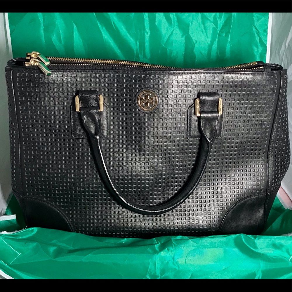 Tory Burch Robinson Perforated double zip bag